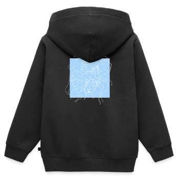 Face line blue - Sweat Premium à capuche zippé enfant bio - noir - Dos - AI Model Kid Male (0cm)