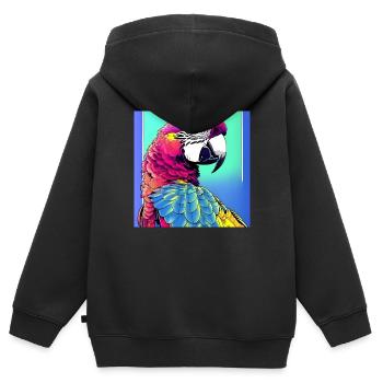 Ara néon - Sweat Premium à capuche zippé enfant bio - noir - Dos - AI Model Kid Male (0cm)
