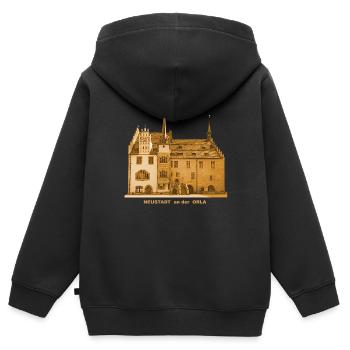 Hôtel de ville de Neustadt an der Orla Thuringe - Sweat Premium à capuche zippé enfant bio - noir - Dos - AI Model Kid Male (0cm)