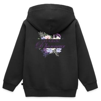 Demoiselle d’honneur floral - Sweat Premium à capuche zippé enfant bio - noir - Dos - AI Model Kid Male (0cm)