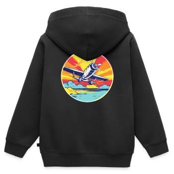 Avion de loisirs - Sweat Premium à capuche zippé enfant bio - noir - Dos - AI Model Kid Male (0cm)