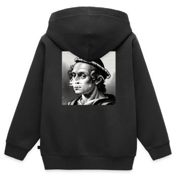 Sweat à capuche artistique - Sweat Premium à capuche zippé enfant bio - noir - Dos - AI Model Kid Male (0cm)