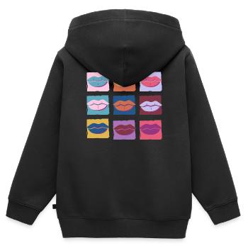 Retro mehrfarbige Lippe - Kinder Premium Organic Zip Hoodie - Schwarz - Hinten - AI Model Kid Male (0cm)