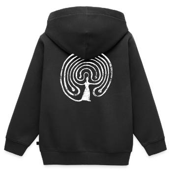 Labyrinth - Kinder Premium Organic Zip Hoodie - Schwarz - Hinten - AI Model Kid Male (0cm)