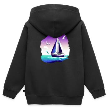 Segelschiff Segeln Segelboot Segelsport Segler - Kinder Premium Organic Zip Hoodie - Schwarz - Hinten - AI Model Kid Male (0cm)
