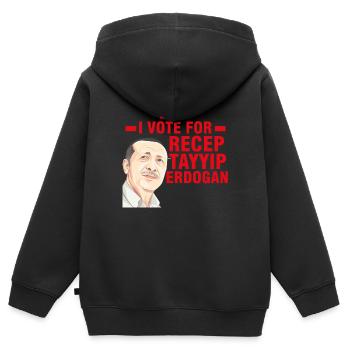 Ich stimme für Recep Tayyip Erdogan - Kinder Premium Organic Zip Hoodie - Schwarz - Hinten - AI Model Kid Male (0cm)