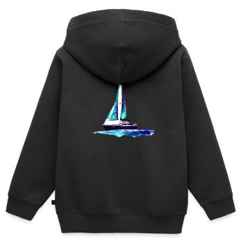 Segelschiff Segeln Segelsport Segler Segelboot - Kinder Premium Organic Zip Hoodie - Schwarz - Hinten - AI Model Kid Male (0cm)