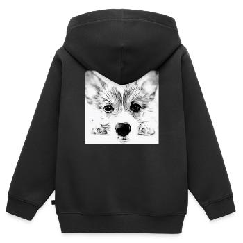 Chien mignon - Sweat Premium à capuche zippé enfant bio - noir - Dos - AI Model Kid Male (0cm)