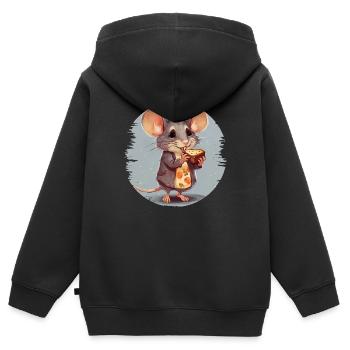 Mäuschen mit einem Stück Keks - Kinder Premium Organic Zip Hoodie - Schwarz - Hinten - AI Model Kid Male (0cm)