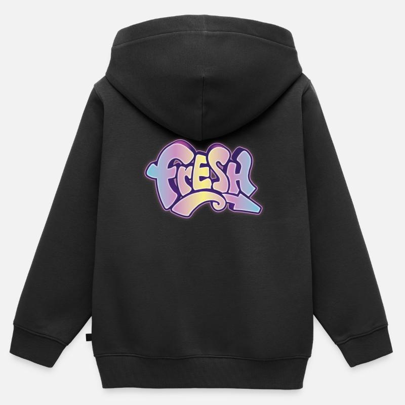 Frisk graffiti - Premium børne zip-hættetrøje økologisk - sort