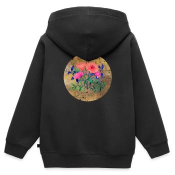 Blooming hope - Kids Premium Organic Zip-up Hoodie - black - Back - AI Model Kid Male (0cm)