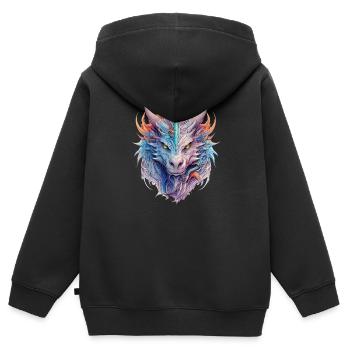 Dragon Face - Kinder Premium Organic Zip Hoodie - Schwarz - Hinten - AI Model Kid Male (0cm)