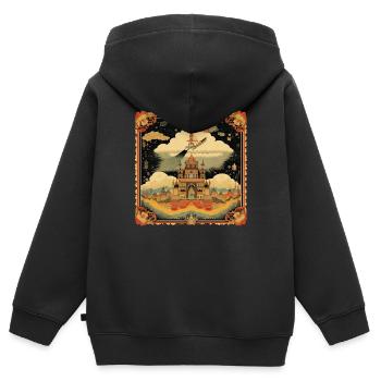 Asiatisches Gemälde - Kinder Premium Organic Zip Hoodie - Schwarz - Hinten - AI Model Kid Male (0cm)