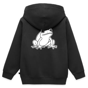 Frosch Amphibie Kröte - Kinder Premium Organic Zip Hoodie - Schwarz - Hinten - AI Model Kid Male (0cm)