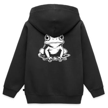 Frosch Amphibie Kröte - Kinder Premium Organic Zip Hoodie - Schwarz - Hinten - AI Model Kid Male (0cm)