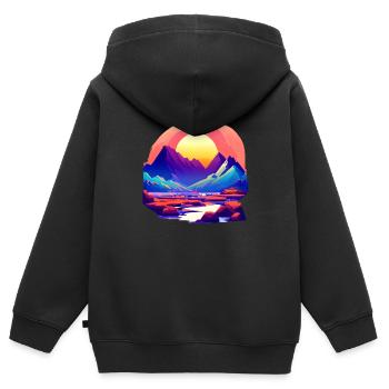 Randonnée en montagne Randonneurs en montagne Randonnées en montagne - Sweat Premium à capuche zippé enfant bio - noir - Dos - AI Model Kid Male (0cm)