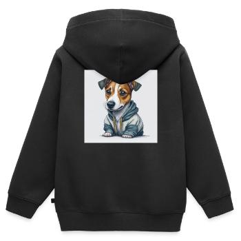Jack Russel Terrier - Kinder Premium Organic Zip Hoodie - Schwarz - Hinten - AI Model Kid Male (0cm)