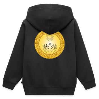 soleil inca - Sweat Premium à capuche zippé enfant bio - noir - Dos - AI Model Kid Male (0cm)