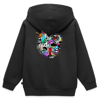 Graffiti-Stil Splash Hip-Hop-Farben Malerfarbe - Kinder Premium Organic Zip Hoodie - Schwarz - Hinten - AI Model Kid Male (0cm)