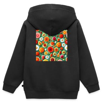 Sommerliches Blumenmuster - Kinder Premium Organic Zip Hoodie - Schwarz - Hinten - AI Model Kid Male (0cm)