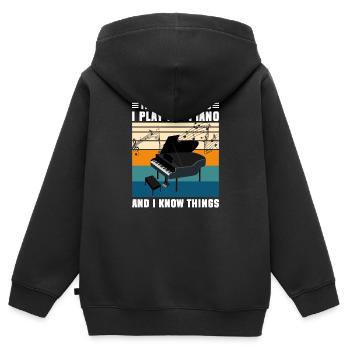 Klavier Flügel Musikschule - Kinder Premium Organic Zip Hoodie - Schwarz - Hinten - AI Model Kid Male (0cm)