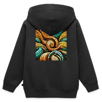 Triskelion-Mosaik - Kinder Premium Organic Zip Hoodie - Schwarz - Hinten - AI Model Kid Male (0cm)