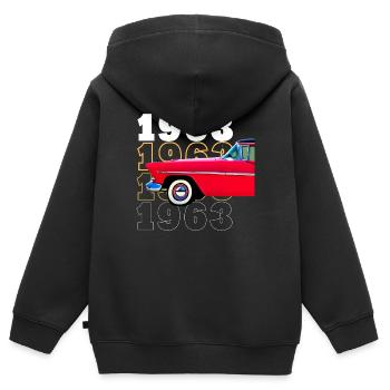 Auto Baujahr 1963 - Kinder Premium Organic Zip Hoodie - Schwarz - Hinten - AI Model Kid Male (0cm)