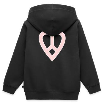Cœur et paix en rose - Sweat Premium à capuche zippé enfant bio - noir - Dos - AI Model Kid Male (0cm)