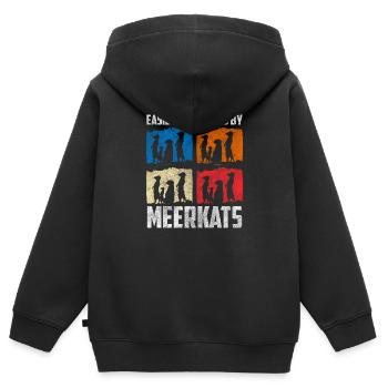 Bande horizontale du zoo de la faune - Sweat Premium à capuche zippé enfant bio - noir - Dos - AI Model Kid Male (0cm)