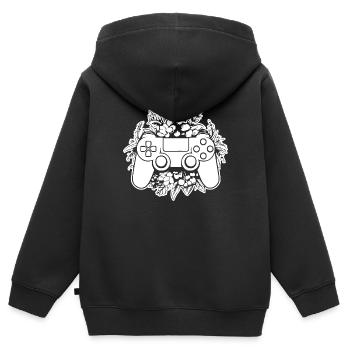 Manette de jeu de jeux vidéo - Sweat Premium à capuche zippé enfant bio - noir - Dos - AI Model Kid Male (0cm)