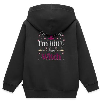 Hexerei Besen Halloween Spruch - Kinder Premium Organic Zip Hoodie - Schwarz - Hinten - AI Model Kid Male (0cm)