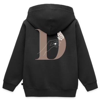 Magischer Schmetterlingsbuchstabe - Kinder Premium Organic Zip Hoodie - Schwarz - Hinten - AI Model Kid Male (0cm)