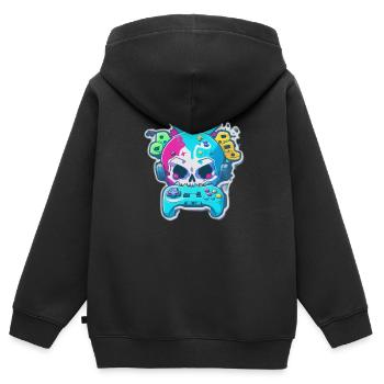 Skullhead Controller - Kinder Premium Organic Zip Hoodie - Schwarz - Hinten - AI Model Kid Male (0cm)