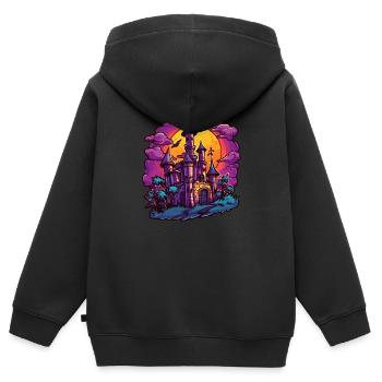 Halloween Spukschloss Clipart - Kinder Premium Organic Zip Hoodie - Schwarz - Hinten - AI Model Kid Male (0cm)
