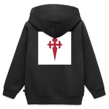 Santiago de Compostela - Kinder Premium Organic Zip Hoodie - Schwarz - Hinten - AI Model Kid Male (0cm)