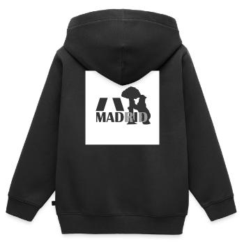 Madrid - Kinder Premium Organic Zip Hoodie - Schwarz - Hinten - AI Model Kid Male (0cm)
