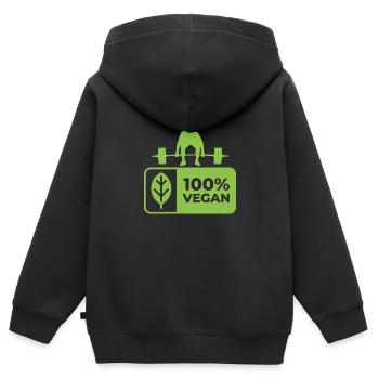 Veganer Stil mit Herz: Einzigartiges Design - Kinder Premium Organic Zip Hoodie - Schwarz - Hinten - AI Model Kid Male (0cm)