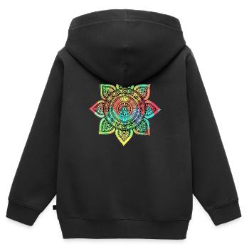 Mandala - Sweat Premium à capuche zippé enfant bio - noir - Dos - AI Model Kid Male (0cm)