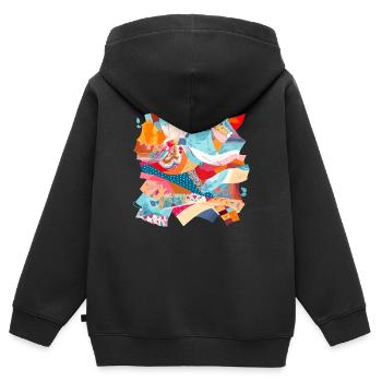 Patchwork aus Stoff Nr. 3 - Kinder Premium Organic Zip Hoodie - Schwarz - Hinten - AI Model Kid Male (0cm)
