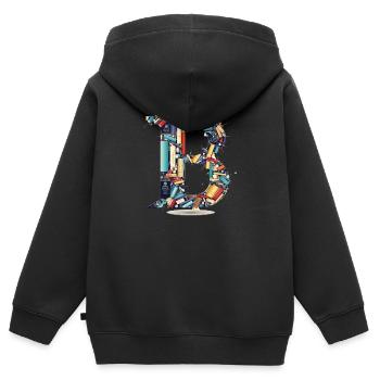 INTERNATIONALER Tag der Buchliebhaber - Kinder Premium Organic Zip Hoodie - Schwarz - Hinten - AI Model Kid Male (0cm)