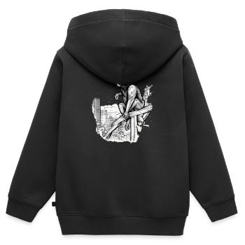 Koki to the city - Kids Premium Organic Zip-up Hoodie - black - Back - AI Model Kid Male (0cm)