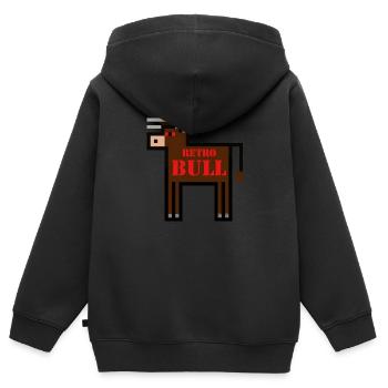 Rétro Bull - Sweat Premium à capuche zippé enfant bio - noir - Dos - AI Model Kid Male (0cm)