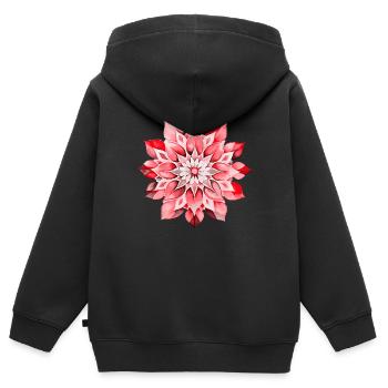 Hippie soul groovy Heure d’été Bonnes vibrations 70s 80s - Sweat Premium à capuche zippé enfant bio - noir - Dos - AI Model Kid Male (0cm)