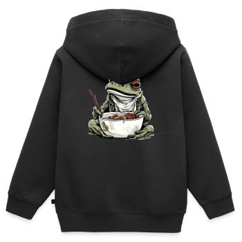 Kriko, die gierige Kröte - Kinder Premium Organic Zip Hoodie - Schwarz - Hinten - AI Model Kid Male (0cm)