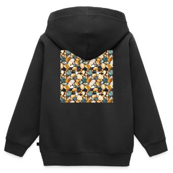 Pierres précieuses à motif sans couture Pierres précieuses polies - Sweat Premium à capuche zippé enfant bio - noir - Dos - AI Model Kid Male (0cm)
