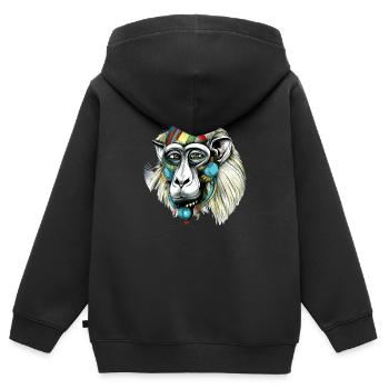 Kika the mandrill - Kids Premium Organic Zip-up Hoodie - black - Back - AI Model Kid Male (0cm)