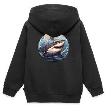 Weißer Hai - Kinder Premium Organic Zip Hoodie - Schwarz - Hinten - AI Model Kid Male (0cm)