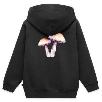 pilze - Kinder Premium Organic Zip Hoodie - Schwarz - Hinten - AI Model Kid Male (0cm)