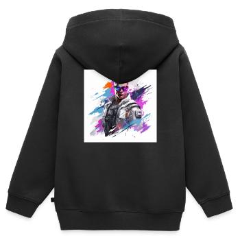 gaming art - Kinder Premium Organic Zip Hoodie - Schwarz - Hinten - AI Model Kid Male (0cm)