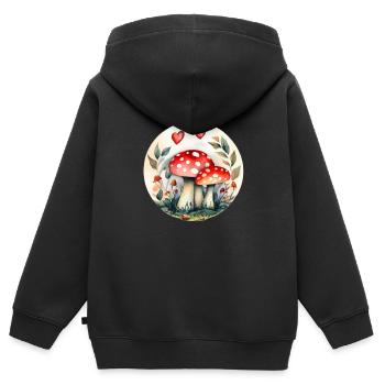 Zauberpilze und Fliegenpilze - Pilze - Kinder Premium Organic Zip Hoodie - Schwarz - Hinten - AI Model Kid Male (0cm)